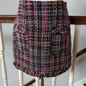 Zara Black Tweed Mini Skirt with Pink, Blue & Yellow Accents